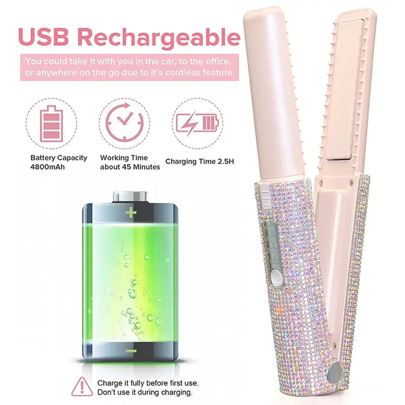 GlamGlam 2-IN-1 Electric Hair Straightener and Curler