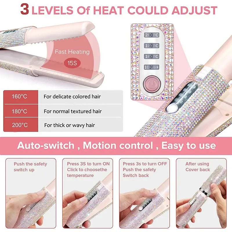 GlamGlam 2-IN-1 Electric Hair Straightener and Curler