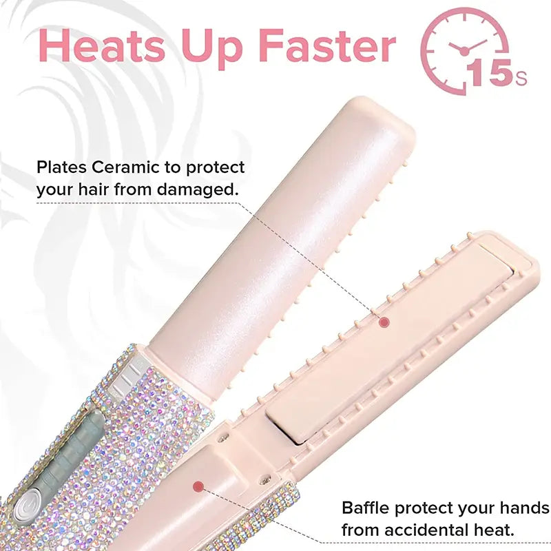 GlamGlam 2-IN-1 Electric Hair Straightener and Curler
