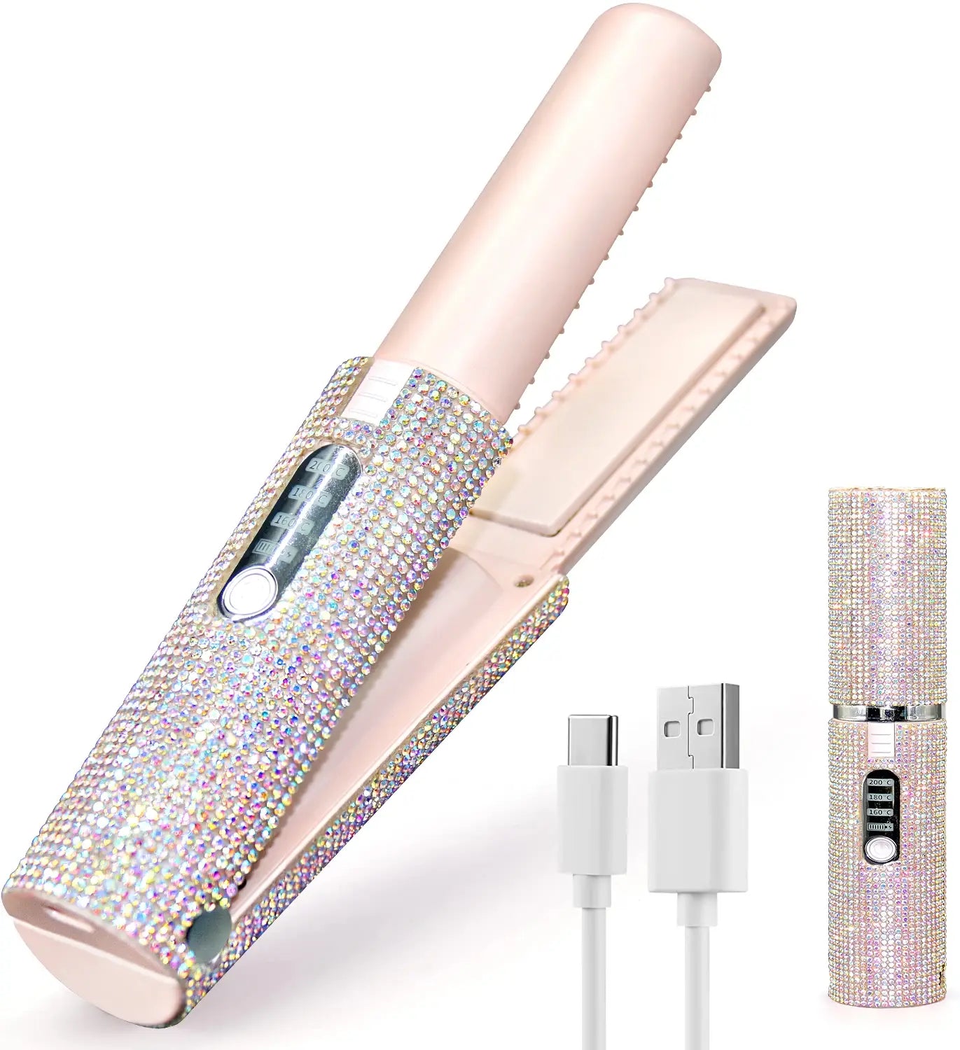 GlamGlam 2-IN-1 Electric Hair Straightener and Curler